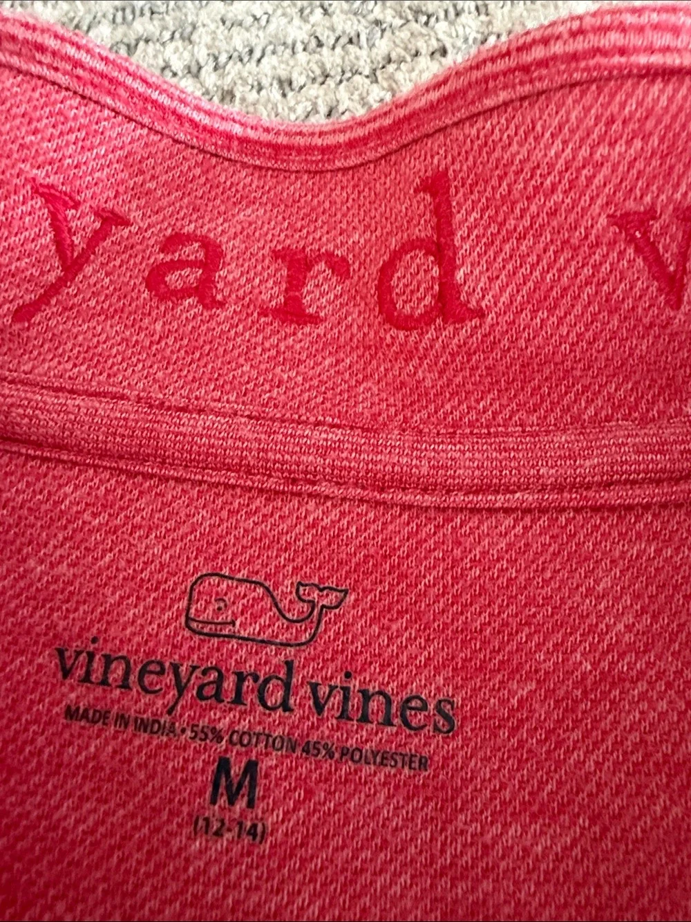 Vineyard Vines boy’s medium 10-12 Coral-Red Half-Zip Pullover